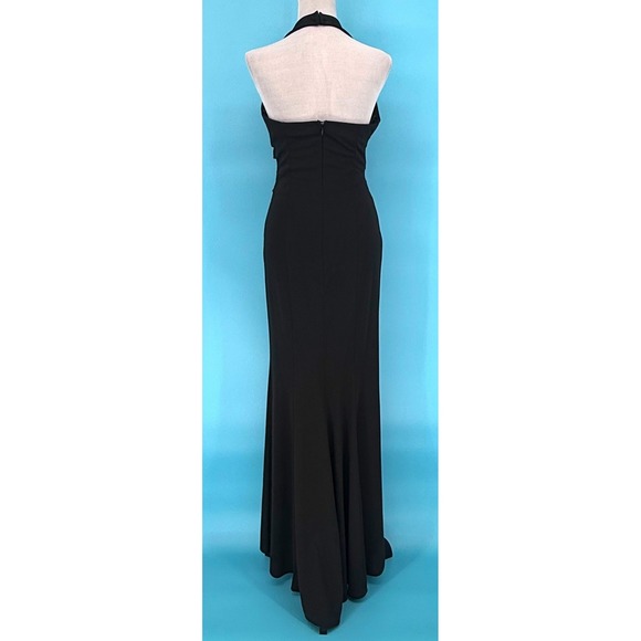 Niki by Niki Livas Black Y2K Halter Mermaid Gown V-Neck Goth Witchy Size 6 - Picture 2 of 9
